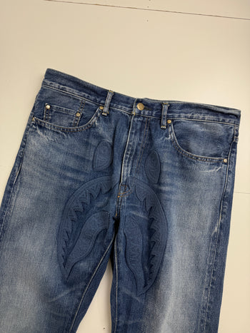 BAPE 2008 Type-05 Shark Embroidery Denim Pants (USED)