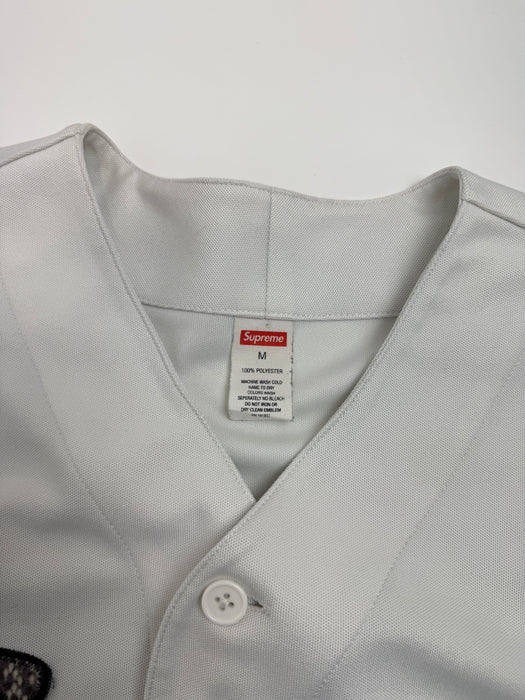 Supreme Snake Script Logo Baseball Jersey White (USED) | Vitnage Clothing Store Canada