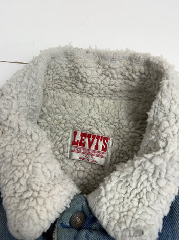 Vintage Distressed Levi Sherpa Lined Denim Jacket