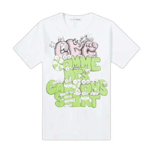 CDG Shirt x KAWS Print Tee White/Green/Pink | Vintage Clothing Store Canada