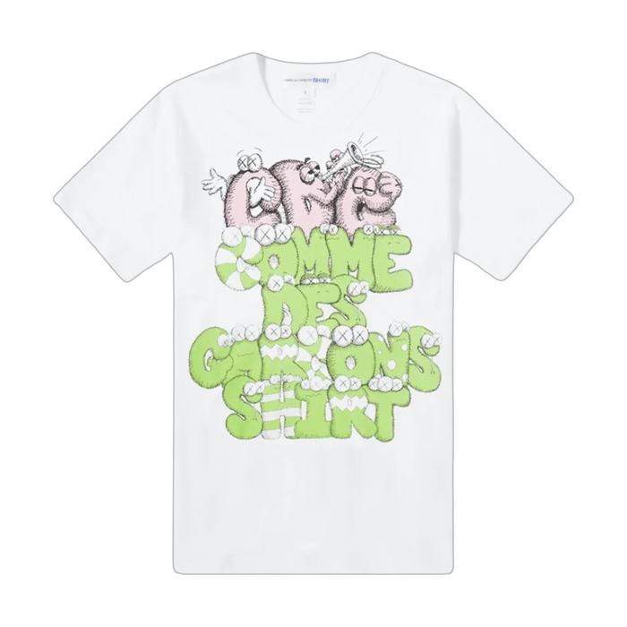 CDG Shirt x KAWS Print Tee White/Green/Pink | Vitnage Clothing Store Canada