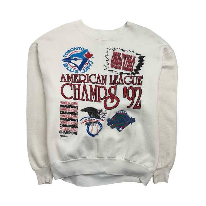 Vintage '92 Toronto Blue Jays Championship Sweatshirt White | Vitnage Clothing Store Canada