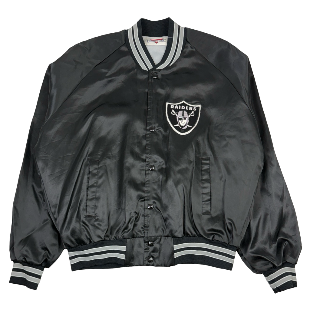 Vintage Oakland Raiders Satin Bomber Jacket Black
