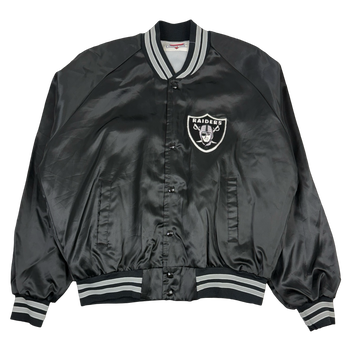 Vintage Oakland Raiders Satin Bomber Jacket Black