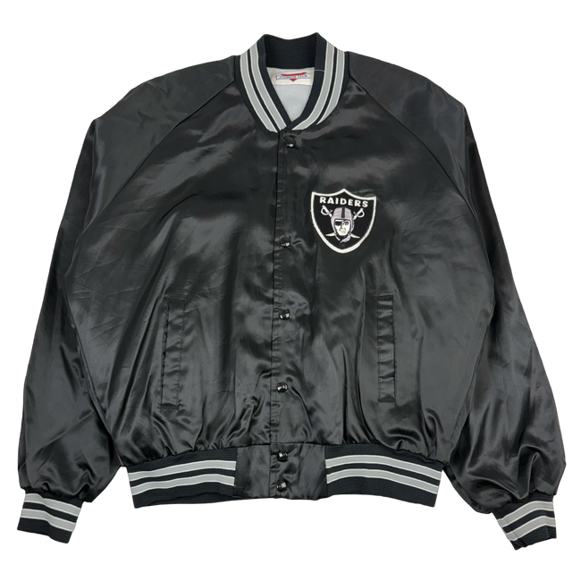Vintage Oakland Raiders Satin Bomber Jacket Black