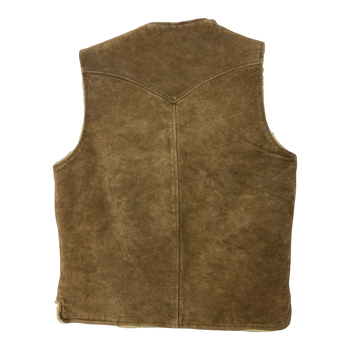Vintage Sears Western Sherpa Lined Suede Vest Brown
