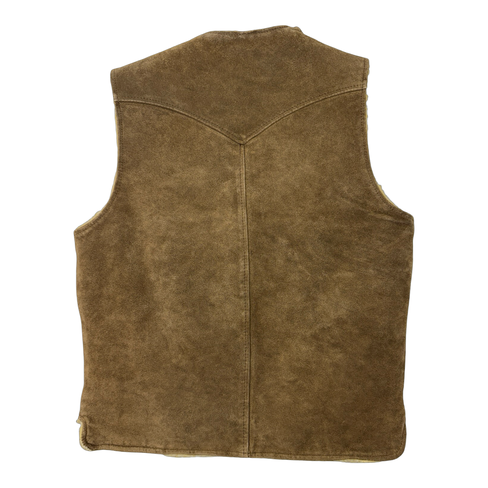Vintage Sears Western Sherpa Lined Suede Vest Brown