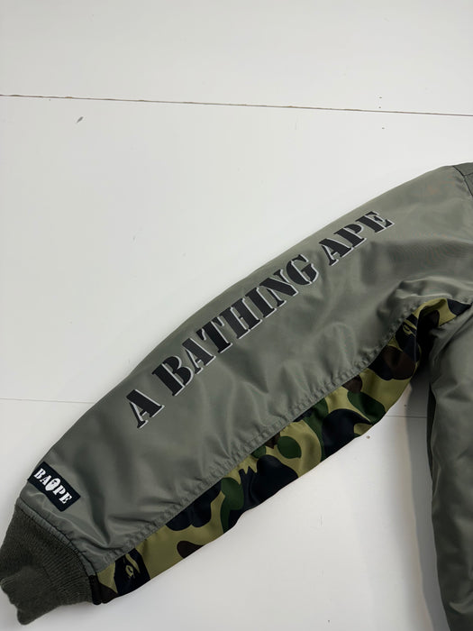 Bape Stencil Bomber Jacket Green (USED) | Vitnage Clothing Store Canada