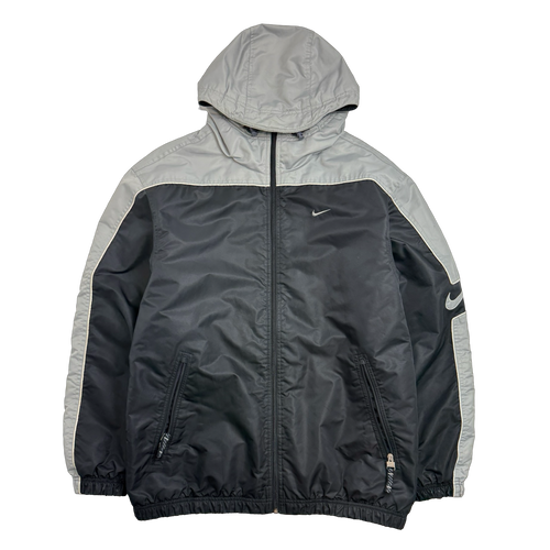 Vintage 2000s Nike Insulated Hooded Jacket Black/Grey | Vintage Clothing Store Canada