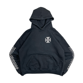 Rhude Classic Checker Cross Hoodie Black (USED)