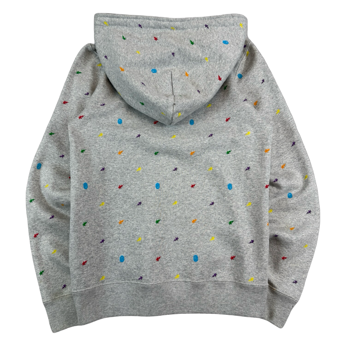 BAPE Apestar Scattered Logo Full Zip Up Hoodie Grey (USED) | Vitnage Clothing Store Canada