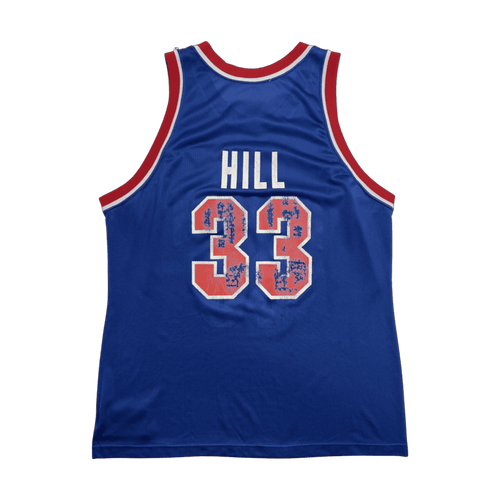 (L) Vintage Grant Hill Pistons Champion Jersey Blue | Vintage Clothing Store Canada