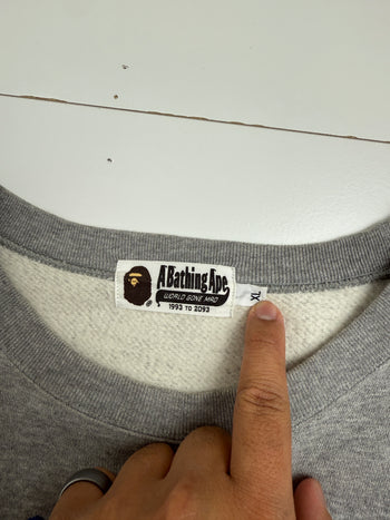 BAPE Sta Embroidered College Logo Crewneck Grey (USED)