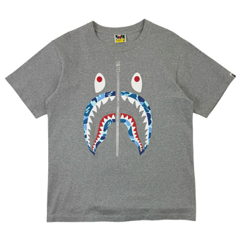 BAPE Zipper Shark Camo Tee Grey/Blue (USED)