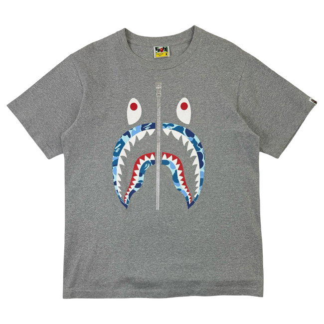 BAPE Zipper Shark Camo Tee Grey/Blue (USED)