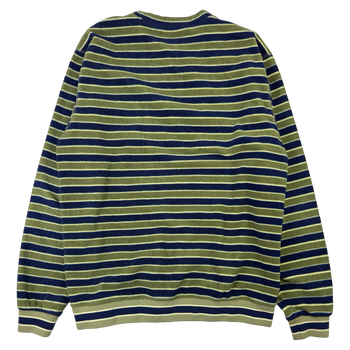 Stussy Striped Polar Fleece Sweatshirt Blue/Green (USED)