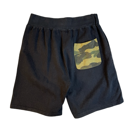 BAPE Shark Camo Pocket Sweatshorts Black (USED) | Vintage Clothing Store Canada