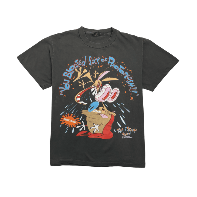 (S) Vintage '92 The Ren and Stimpy Show Cartoon Tee Black