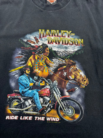 Vintage '91 Harley Davidson Ride Like The Wind Tee Black