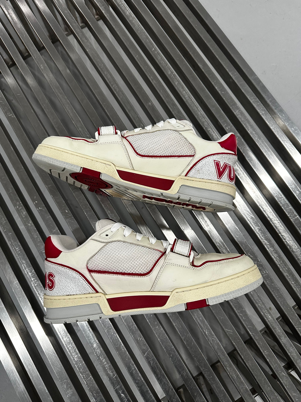 Louis Vuitton Trainer Low White Red Mesh (USED NO BOX)