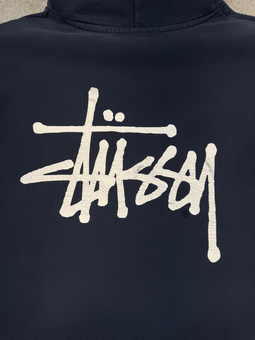 Stussy Basic Logo Hoodie Navy (USED) | Vitnage Clothing Store Canada