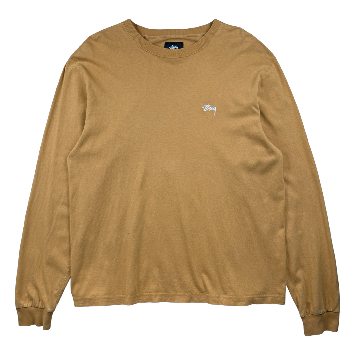 Stussy Basic Logo Embroidered Longsleeve Tee Honey (USED)