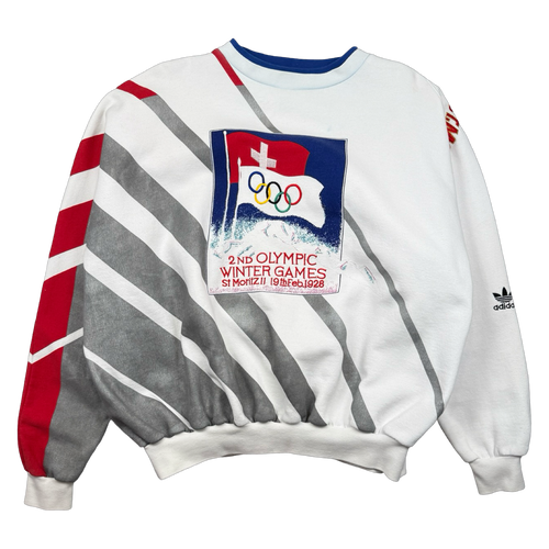 Vintage Adidas 2nd Olympic Winter Games St Moritz Sweatshirt White | Vintage Clothing Store Canada