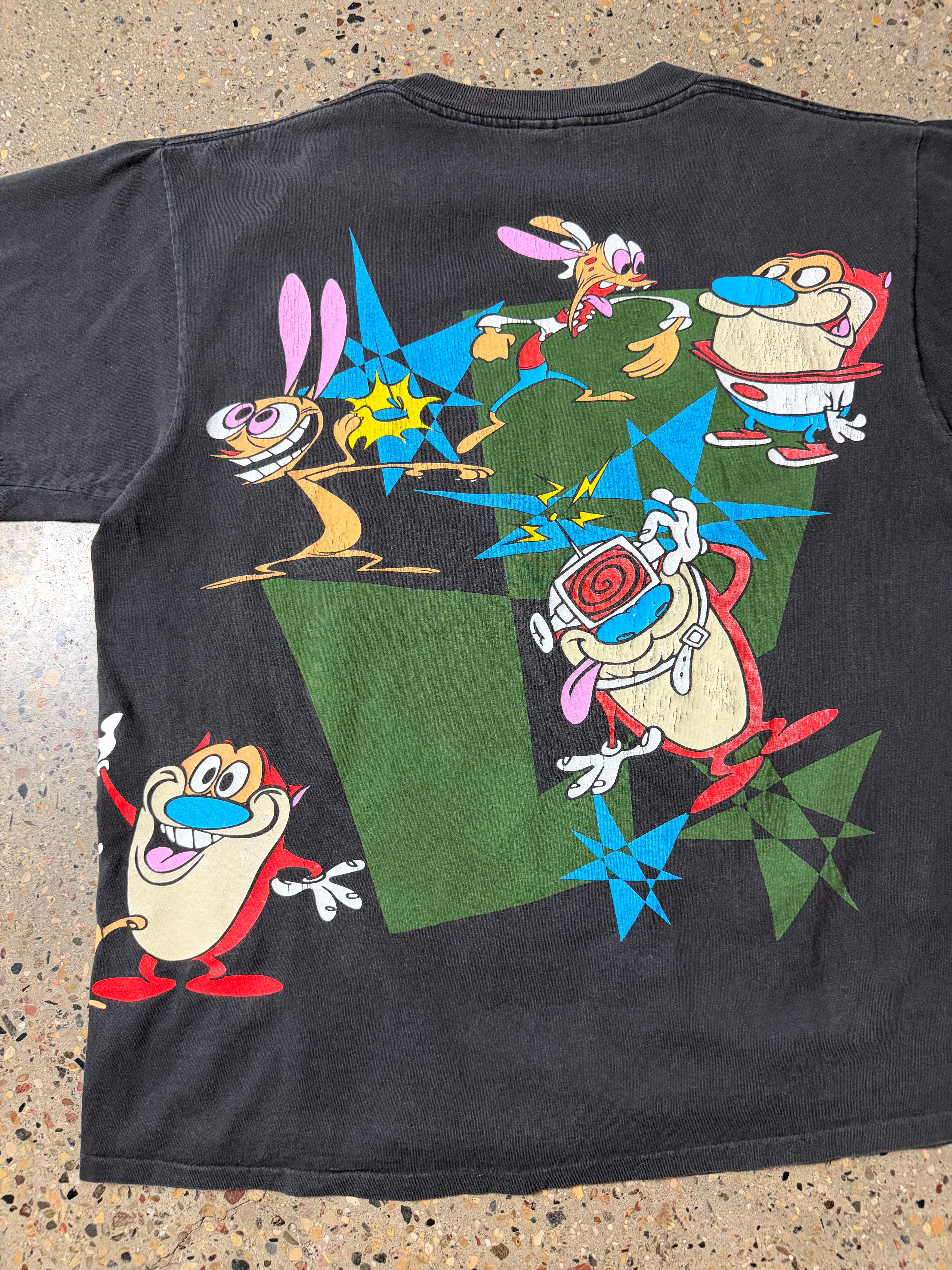 1992 Vintage Nickelodeon The Ren & Stimpy Show Tee Black
