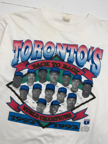 Vintage 90s Toronto Blue Jays Back to Back Tee White