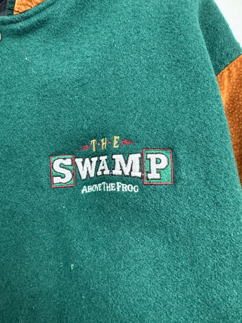 Vintage 90s Embroidered The Swamp Varsity jacket Green/Brown