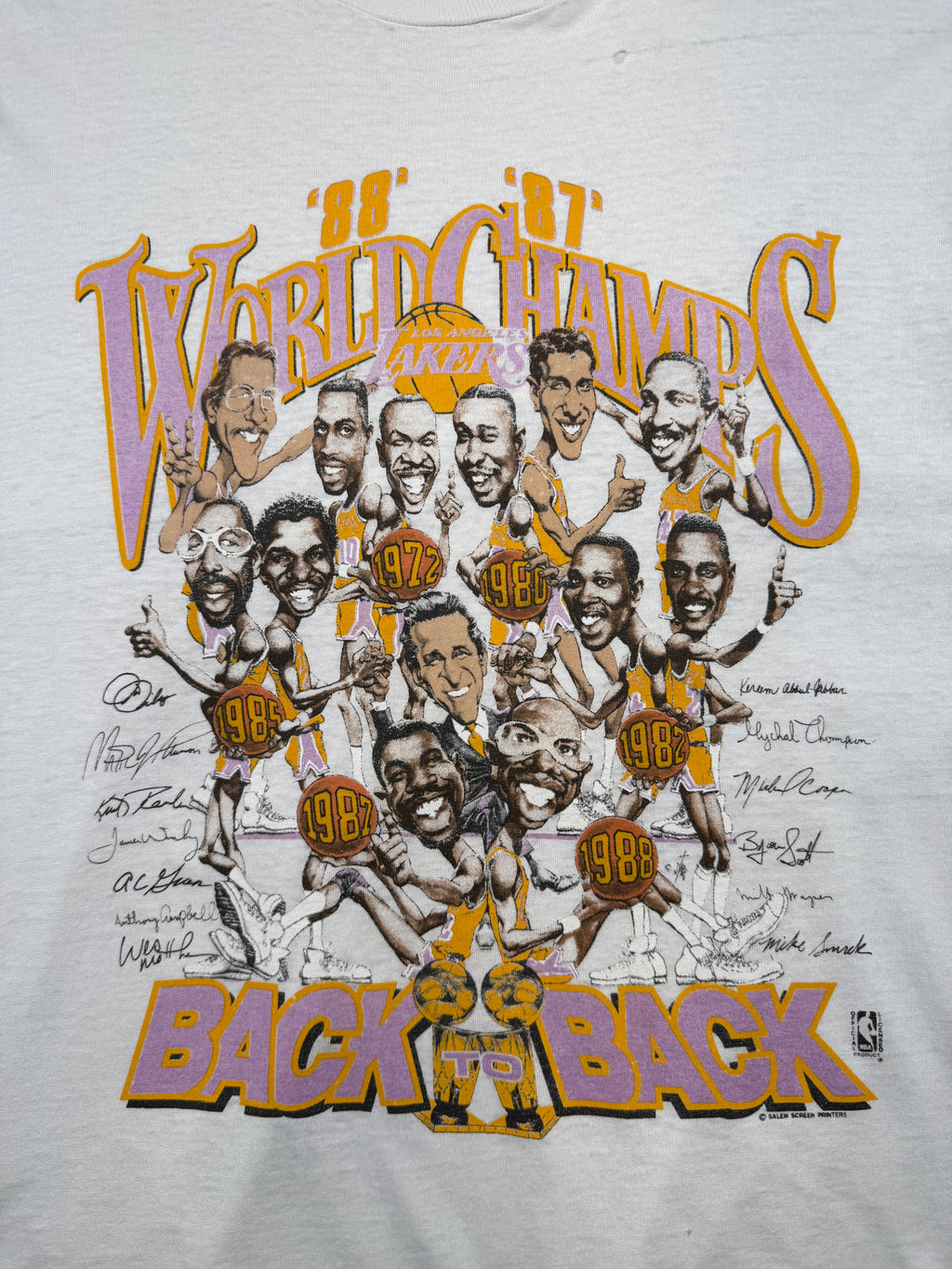 Vintage Los Angeles Back To Back Champs Roster Tee White