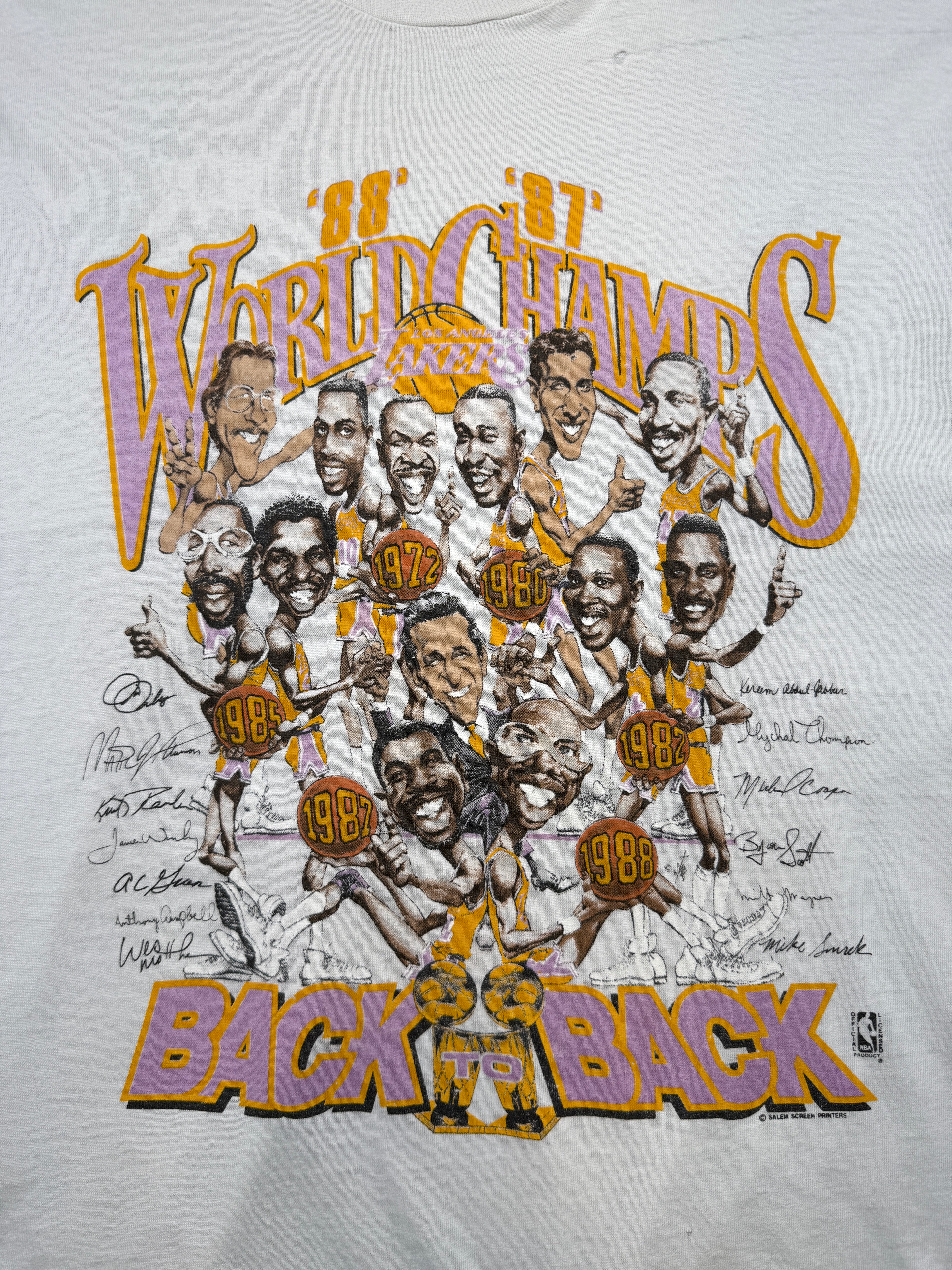 Vintage Los Angeles Back To Back Champs Roster Tee White
