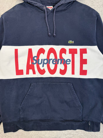Supreme LACOSTE Logo Panel Hoodie Navy (USED)