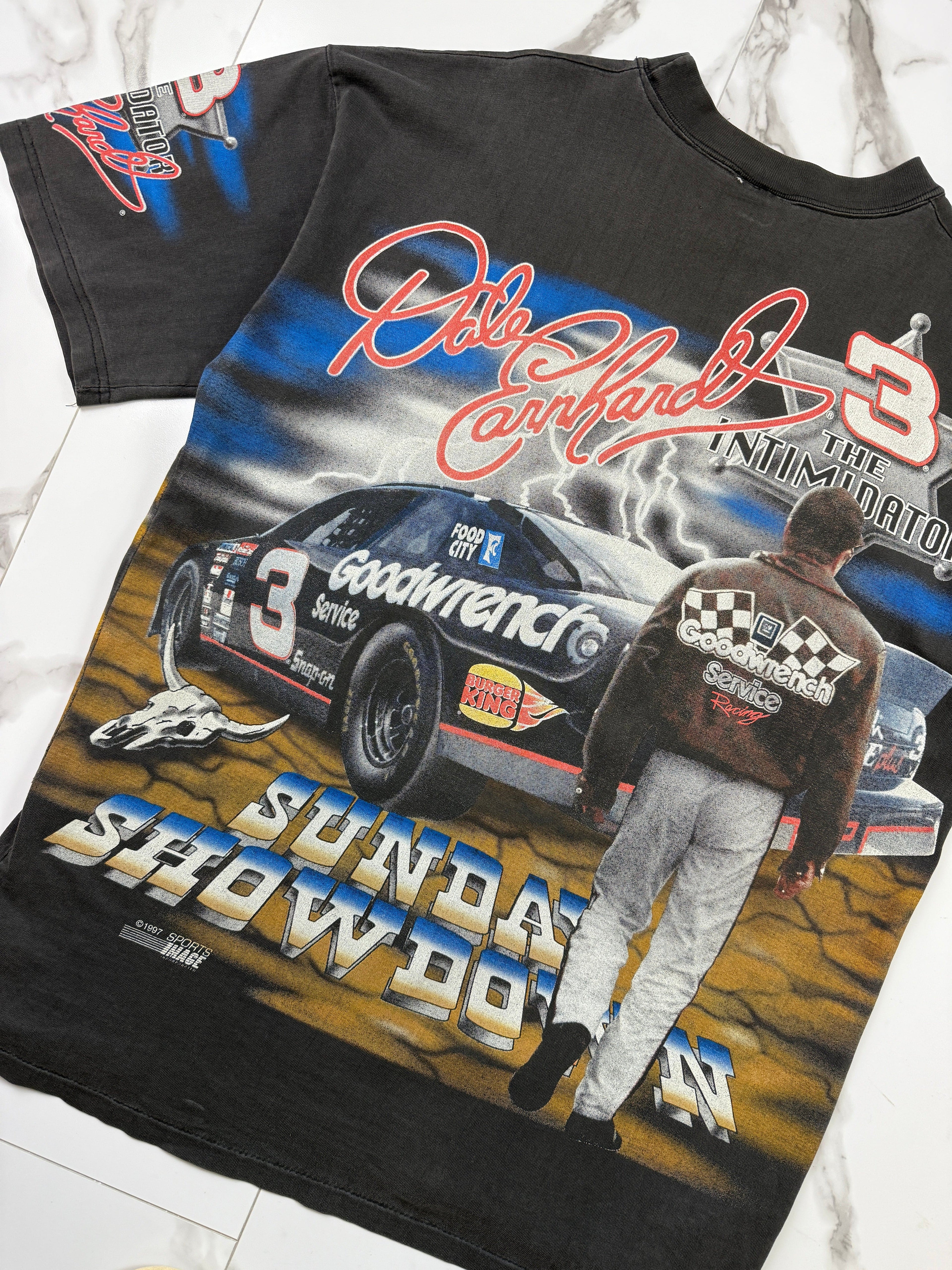 Vintage 1997 Nascar Dale Earnhardt AOP Tee Black