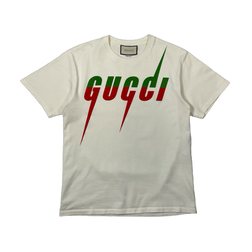 Gucci Blade Logo Tee White (USED) | Vintage Clothing Store Canada