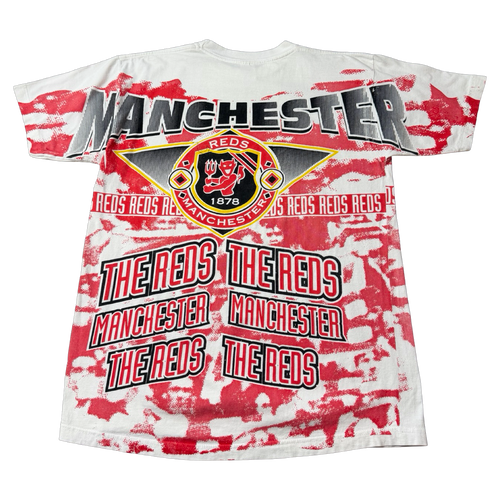 Vintage Manchester Reds AOP Tee Red/White | Vintage Clothing Store Canada