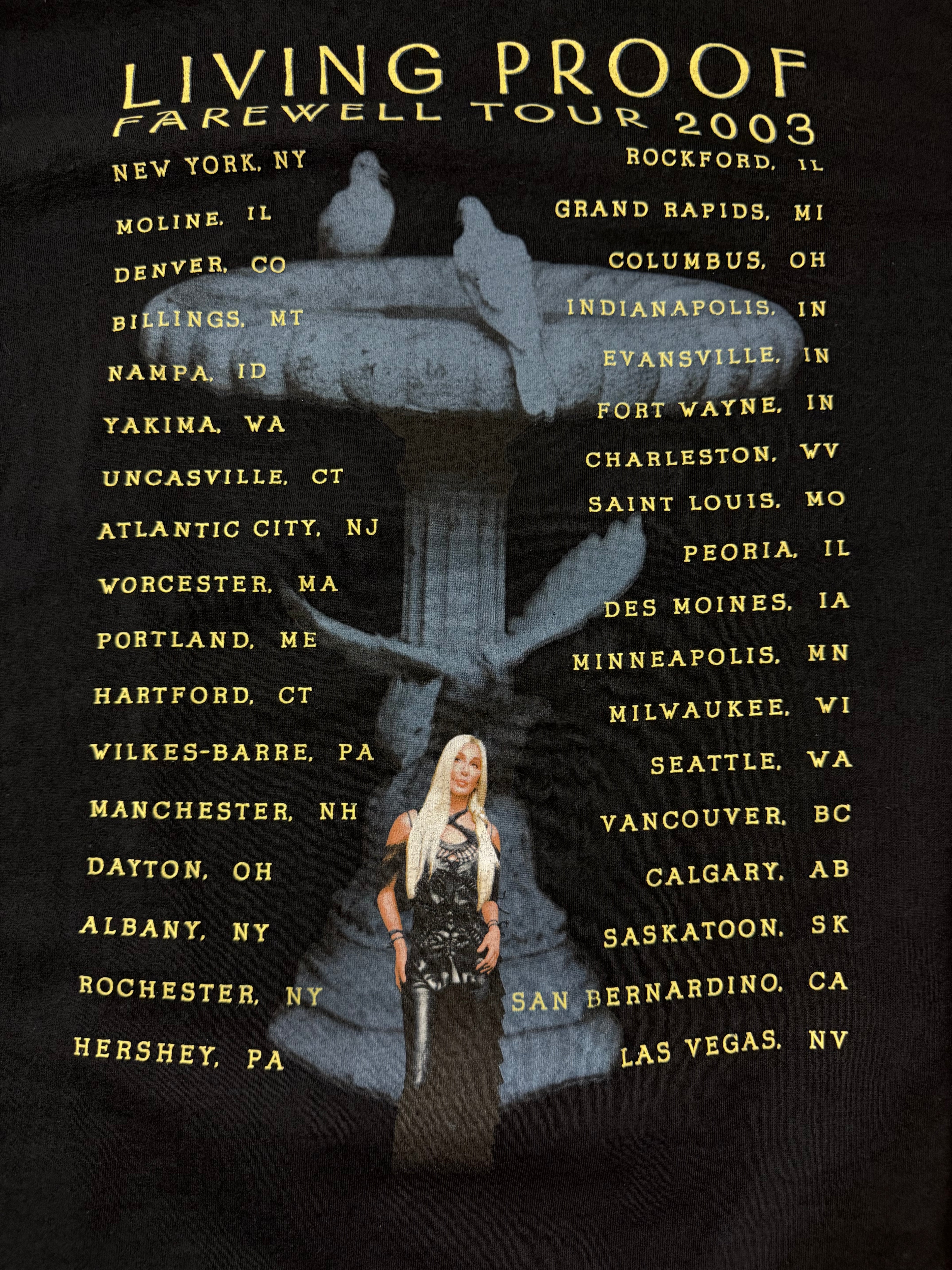 2003 Cher Living Proof Farewell Tour Tee Black