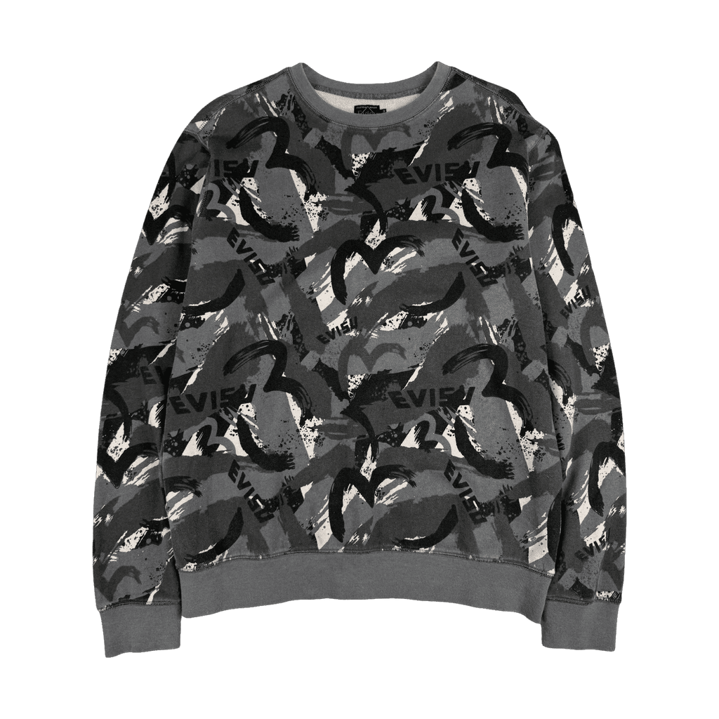 Evisu Seagull AOP Print Sweatshirt Dark Grey