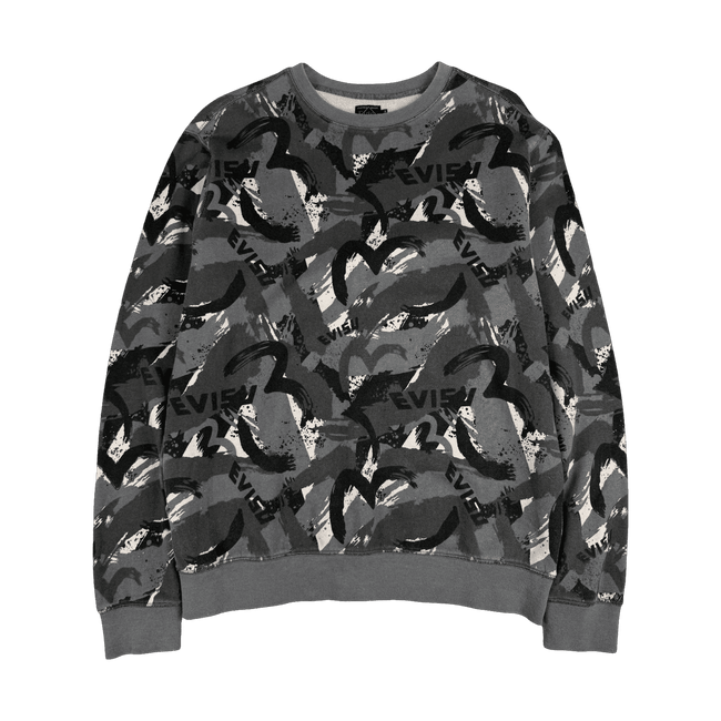 Evisu Seagull AOP Print Sweatshirt Dark Grey
