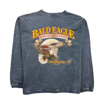 Vintage Bald Eagle Harley Davidson Sweatshirt Washed Blue