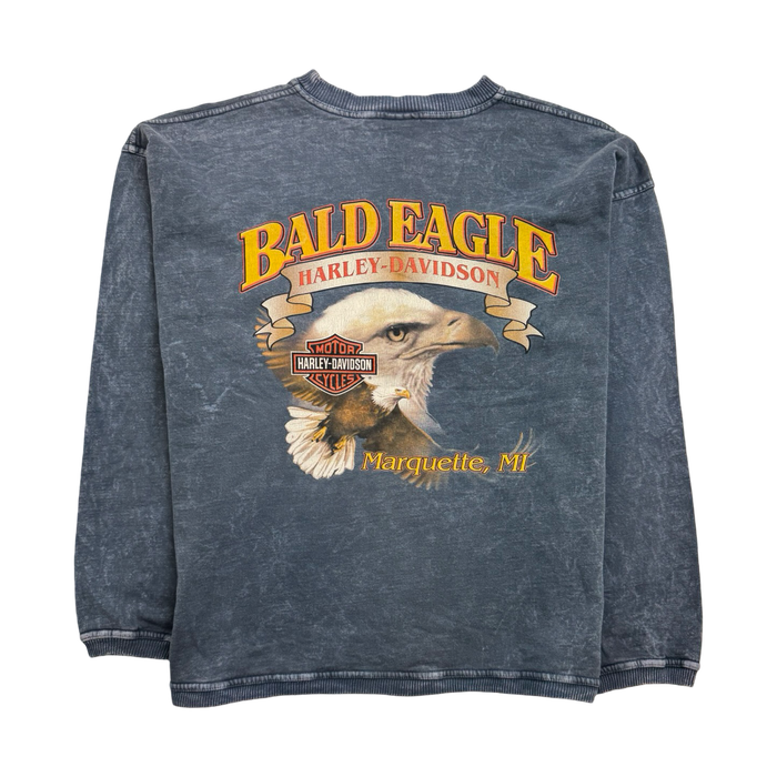 Vintage Bald Eagle Harley Davidson Sweatshirt Washed Blue | Vitnage Clothing Store Canada