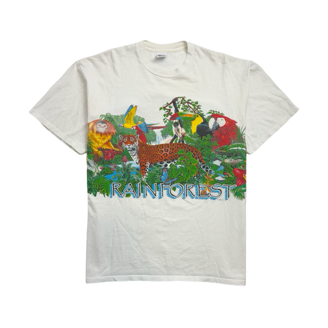 (L) Vintage Nature Rain Forest Tee White