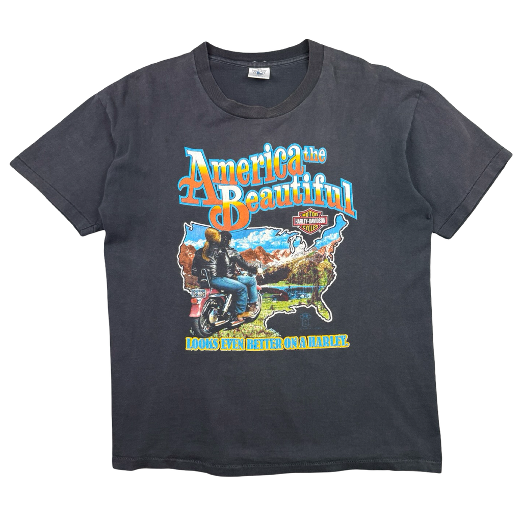 Vintage 80's Harley Davidson America The Beautiful Tee Black