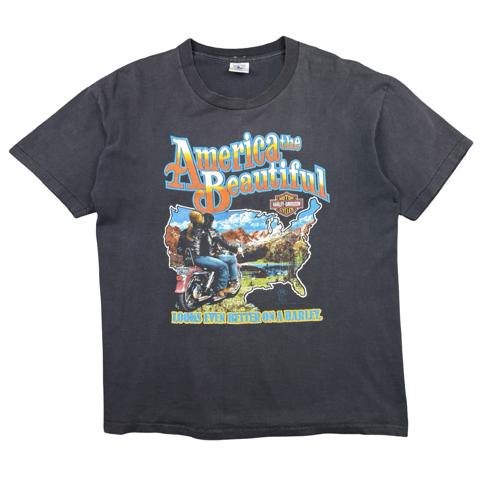 Vintage 80's Harley Davidson America The Beautiful Tee Black