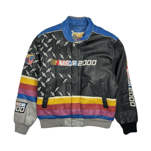 (L) Vintage Jeff Hamilton NASCAR 2000 Leather Jacket Multi | Vintage Clothing Store Canada