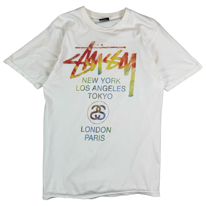 Stussy Tye Dye Tour Tee White (USED) | Vitnage Clothing Store Canada