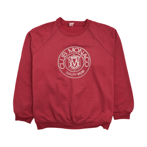 (L) Vintage 80’s Club Monaco Crest Sweatshirt Red | Vintage Clothing Store Canada