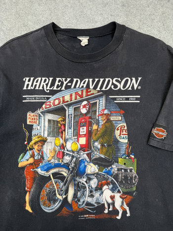 Vintage Harley Davidson Gasoline Tee Black