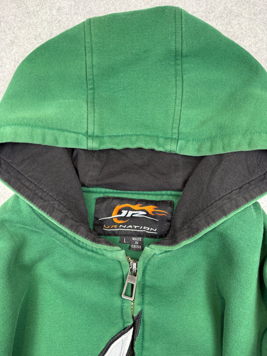 Vintage AMP Racing Zip Up Hoodie Green | Vitnage Clothing Store Canada