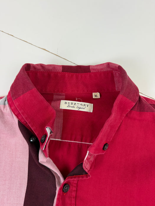 Vintage Burberry Checkered Dress Shirt Red | Vitnage Clothing Store Canada